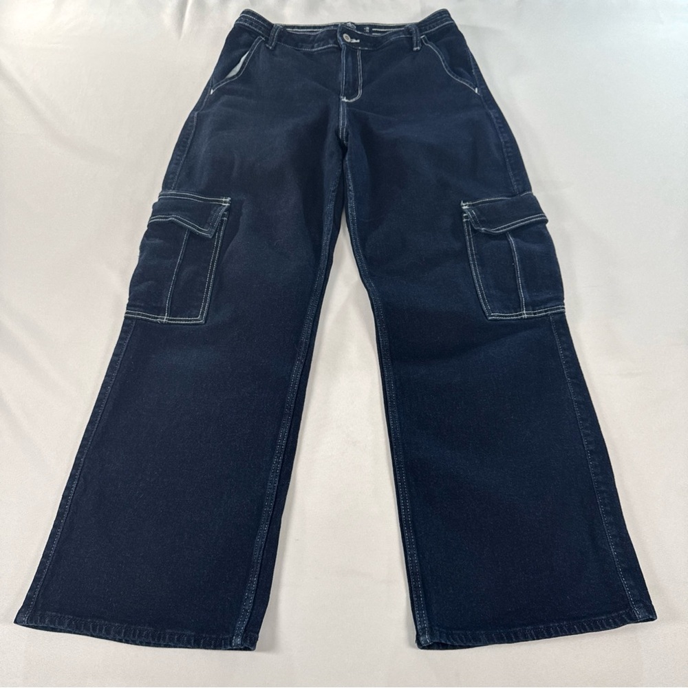 Hollister Baggy Jeans Womens Size 7 Short Blue Denim Vintage Stretch Baggy Cargo